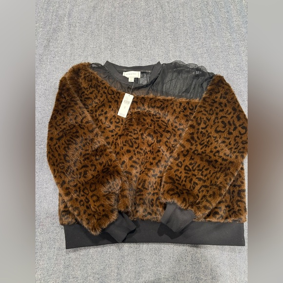 Maeve Faux Fur Inset Pullover Sweatshirt | size: M - Picture 3 of 6